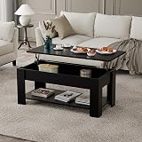 Blisswood Lift Top Coffee Table with Storage Black 60kg Load 15mm Wood view 4