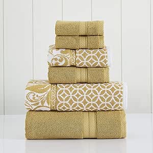 Amrapur Modern Threads Trefoil Filigree 6-Piece Reversible Yarn Dyed Jacquard Towel Set - Bath Towels, Hand Towels, & Washcloths - Super Absorbent & main image 0