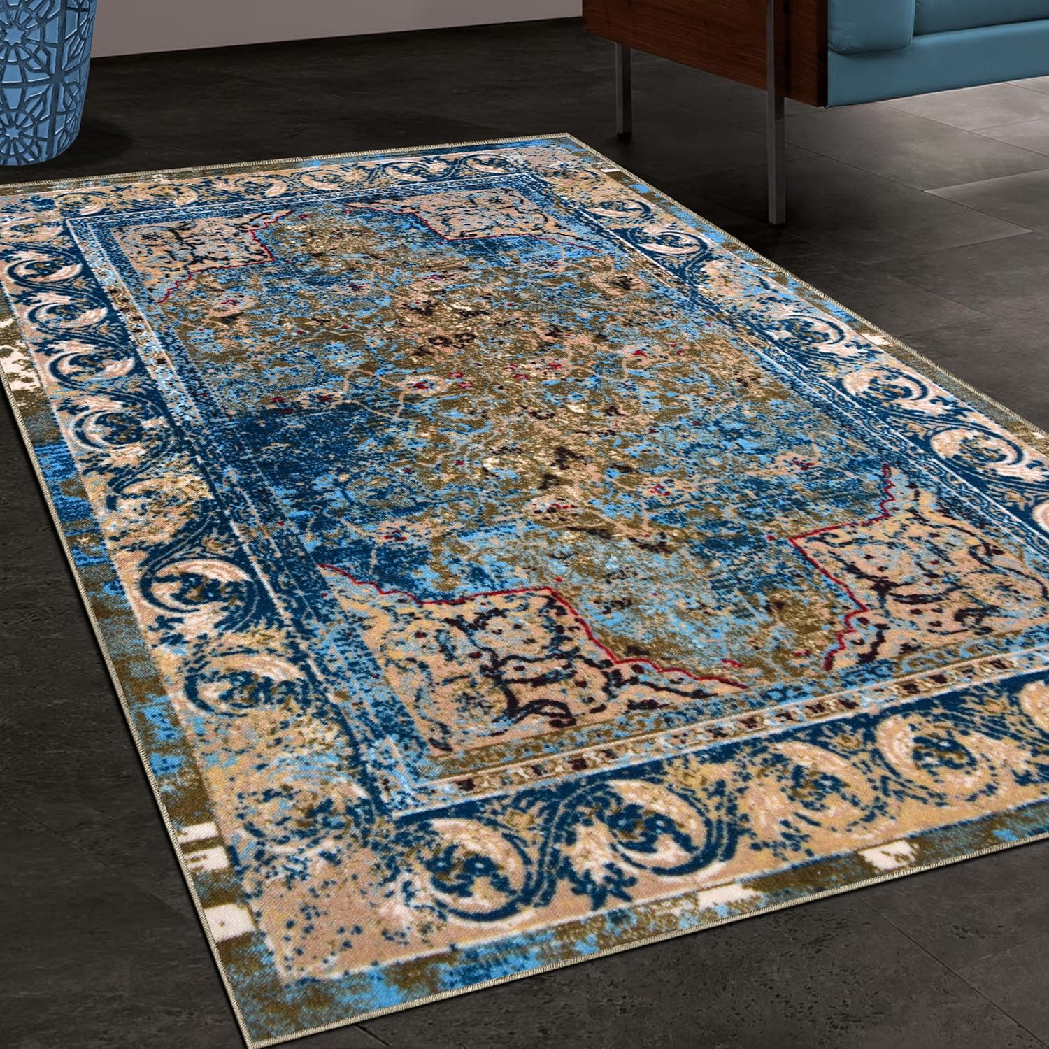 Best living room area rugs,blue,beige