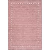 SAFAVIEH Kids Collection Accent Rug - 4' x 6', Pink, Handmade Polka Dot Border Wool, Ideal for High Traffic Areas in Entryway, Living Room, Bedroom (SFK802U)