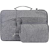 Megoo 13inch Laptop Sleeve with Accessory Pouch for Surface Laptop 5/4/3/2/6 13.5", Laptop 7 13.8", Surface Book 13.5", Carry Case for 13"~14" Tablet Chromebook(Gray with Charger Case)