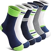 Welwoos 6 Pairs Kids Boys Girls Socks Athletic Basketball Youth Sport Crew Cotton Breathable Soft Socks