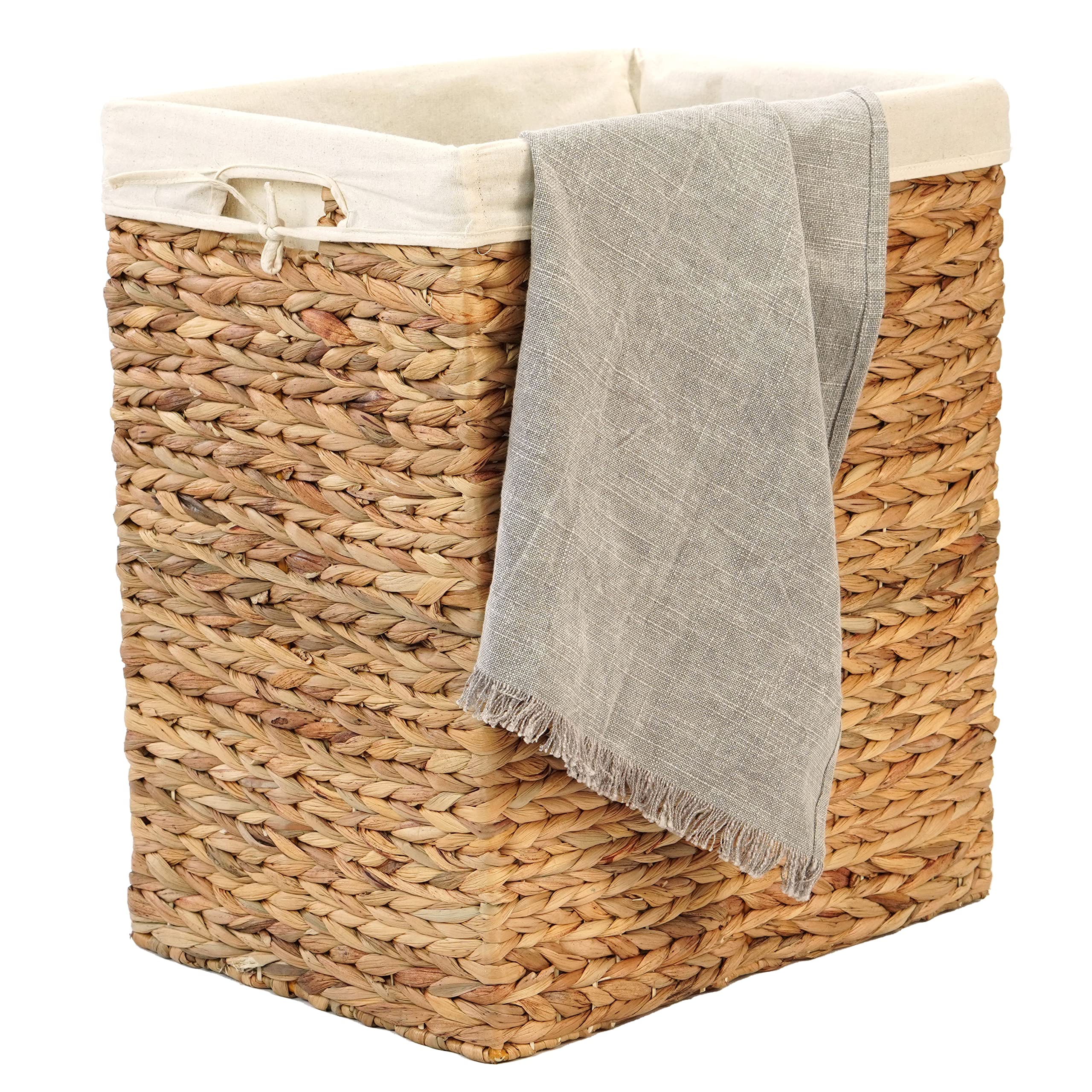 Photo 1 of *MINOR DAMAGE - USED*
Handmade Rectangular Water Hyacinth Wicker Laundry Hamper with Lid Natural, Large