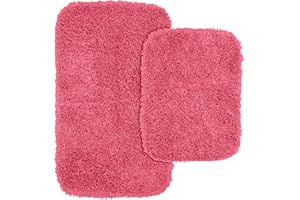 Garland Rug 2-Piece Jazz Shaggy Washable Nylon Bathroom Rug Set, Pink