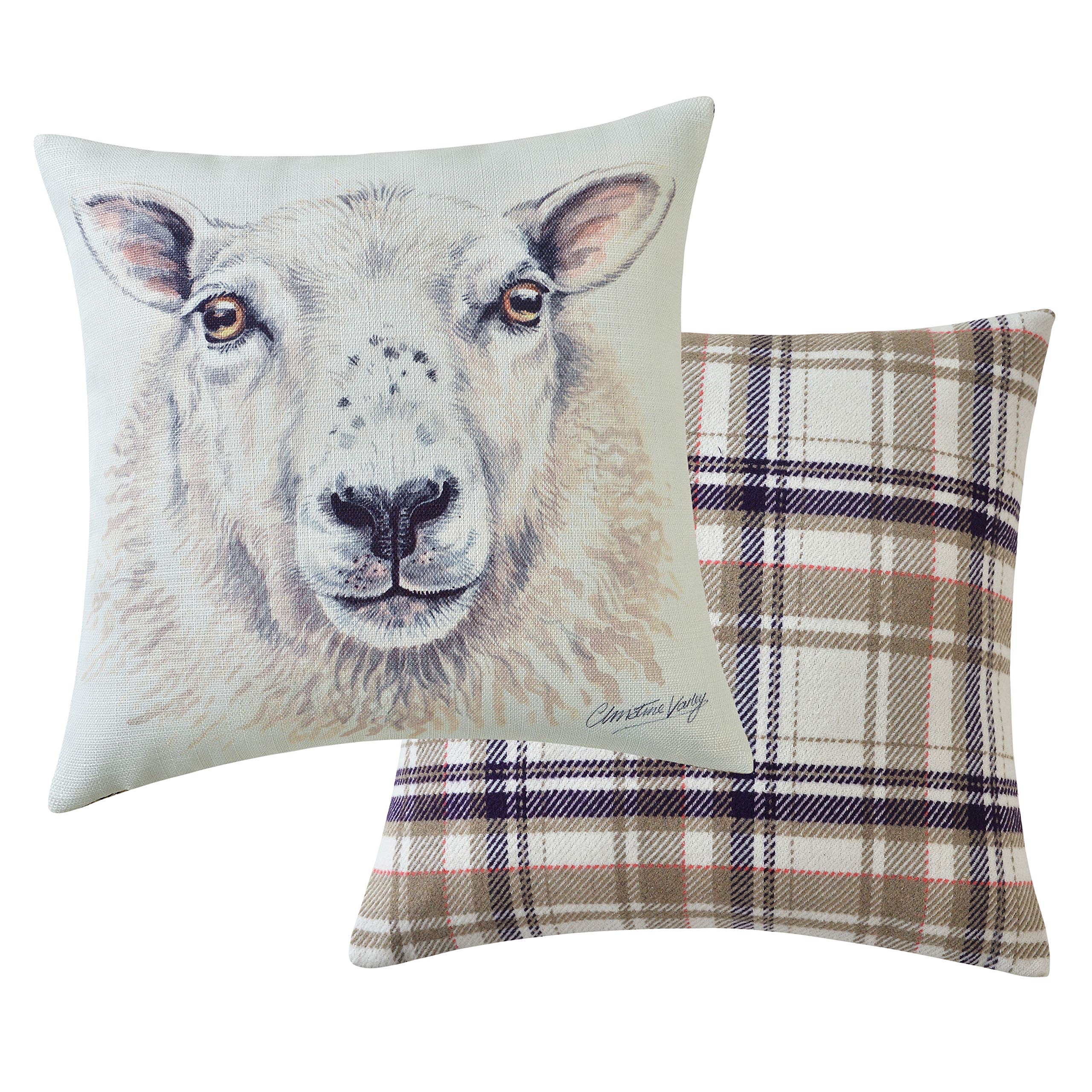 Maturi Filled Seat Cushion with Sheep Animal Watercolour Image, Chair Sofa Pillow - 43 x 43cm / 17 x 17-inch