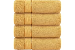 CRAFTBERRY Luxury Bath Towels| 100% Cotton| Ultra Soft, Plush, Thick, Fluffy, Highly Absorbent, Quick Dry| Home, Gym, Pool, Hotel, Shower | Large Towel Set for Bathroom| Set of 4| 27 x 54| Gold / Golden