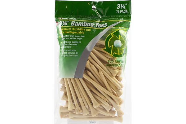 JEF World of Golf 718 3-1/4 Inch Bamboo Golf Tees (100 Pack), Natural