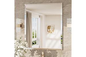 TokeShimi 30x36 Beveled Bathroom Mirror Frameless, Rectangle Bathroom Vanity Mirror with 1" Beveled Edge, Shatterproof Modern Mirrored Wall Decor for Living Room, Entryway, Bedroom