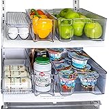 Refrigerator Organizer set of 6 Storage Bins, Including Drink Holder and Egg Holding Tray, by Kitchen Shaq