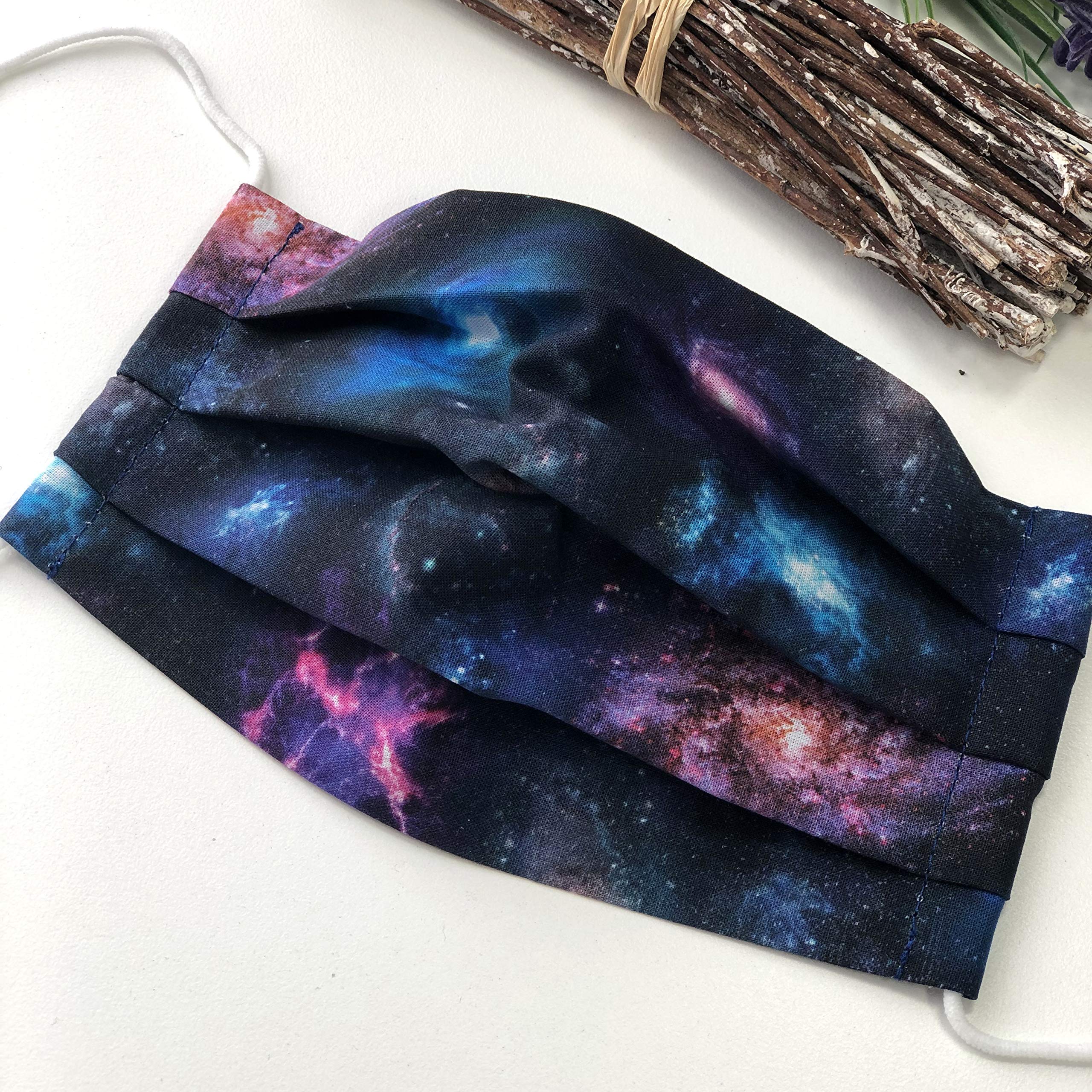 Washable face mask with filter pocket, Glaxy, Reusable Cotton mask made in Uk, Breathable, Outdoor