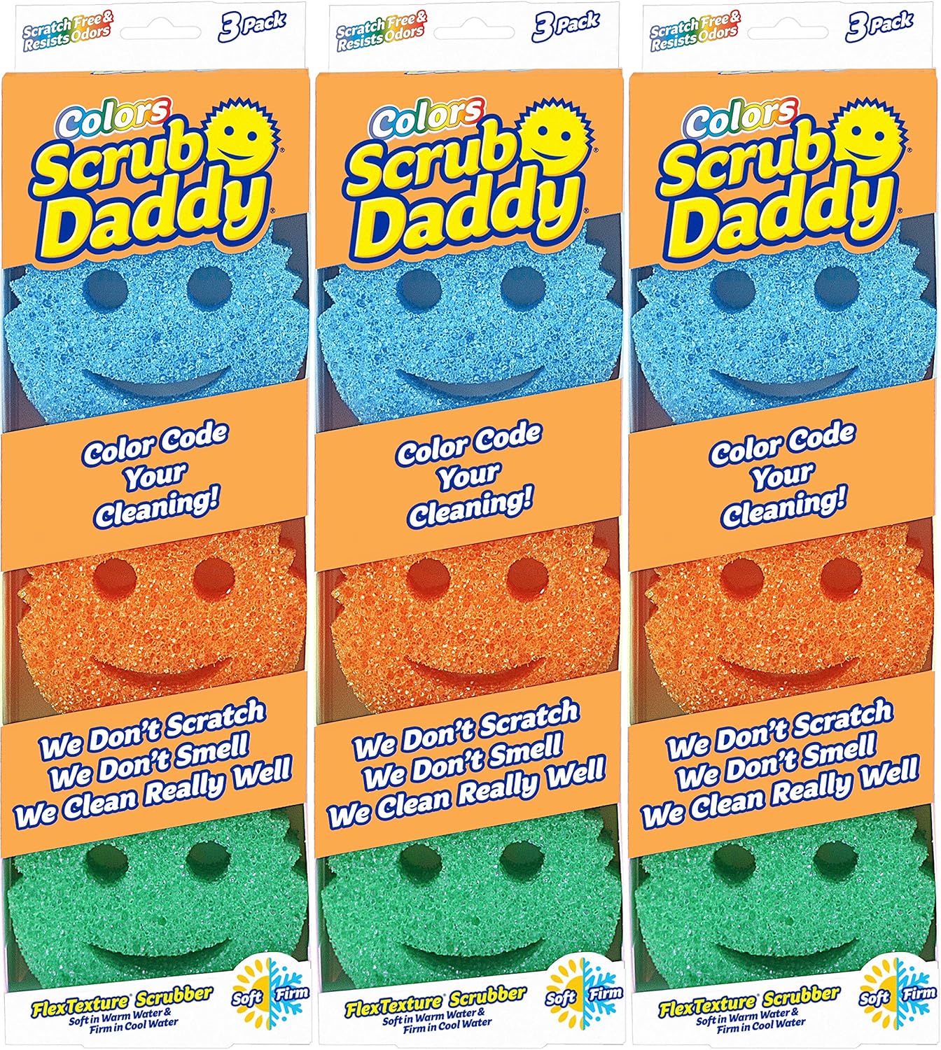 Scrub Daddy Sponge/Scrubber Colors3 Pack, 9 Total 689016169101 eBay