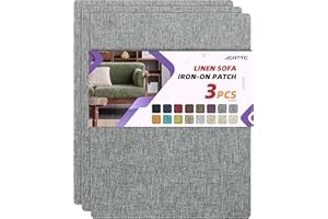 JCATTC Couch Patch Repair Fabric, Fabric Tape for Furniture, Waterproofing, Iron-on, Permanent Repair of Wear and Tear of Fabric Upholstery and Concealment of Stains (8.5 x 11 in/3 pcs, Gray)
