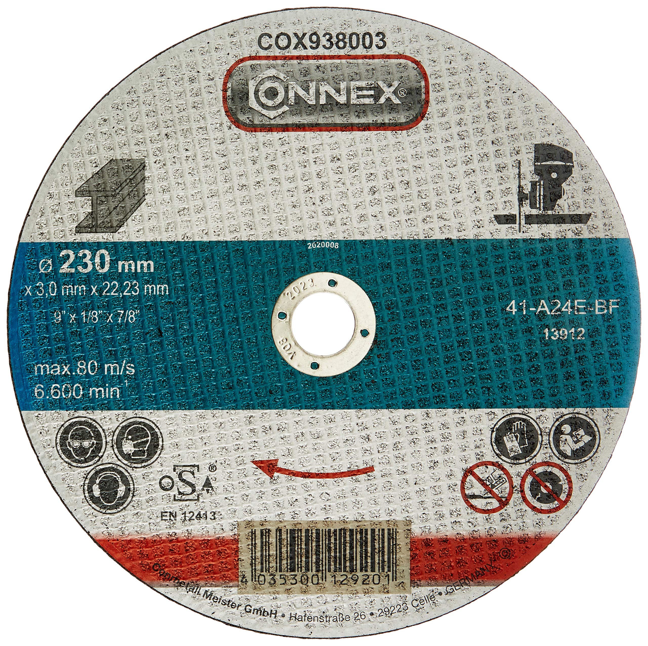 Connex COX938008 Cutting Disc for Metal, Multi-Colour, 230 mm, Set of 5 Piece