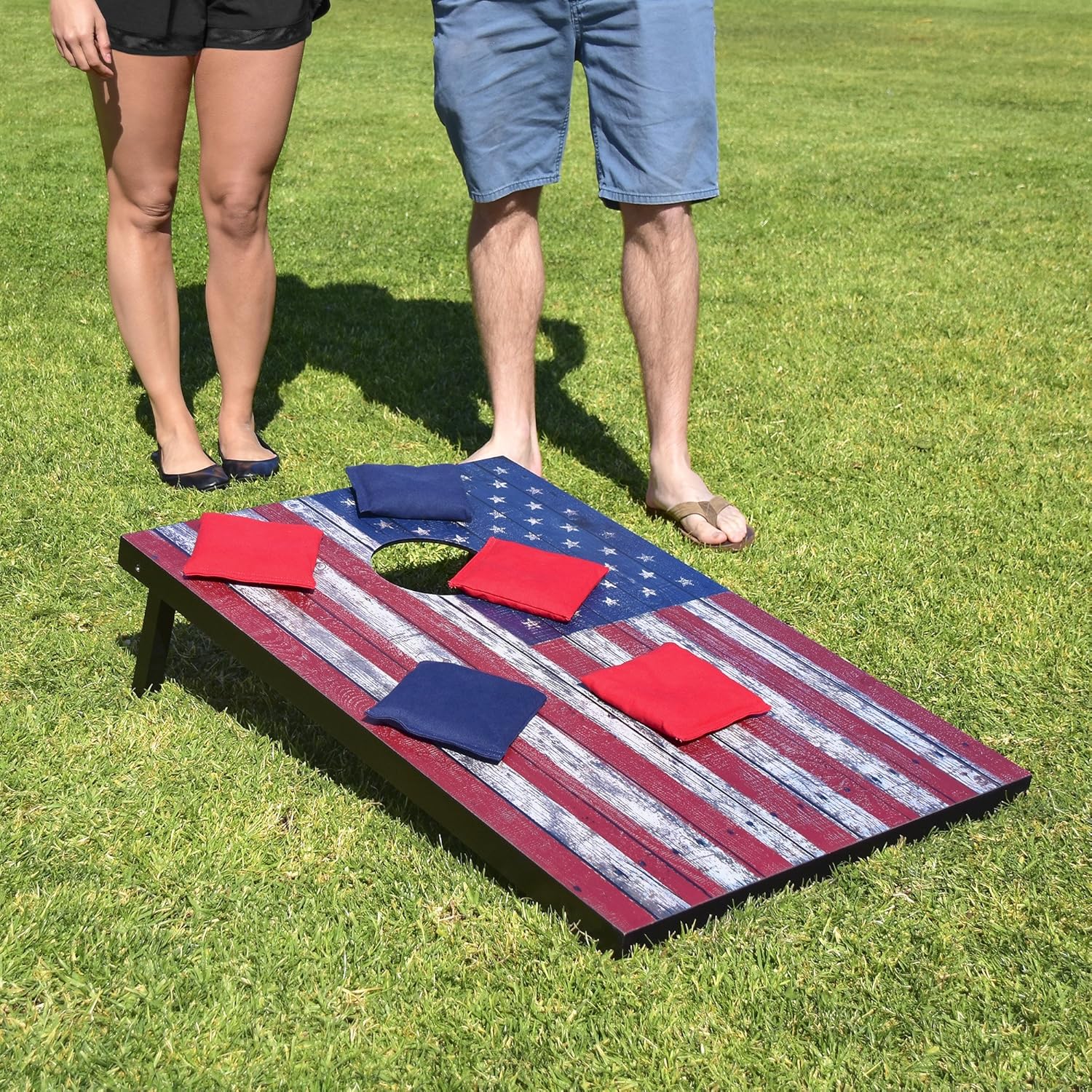 GoSports Classic Cornhole Set - Includes 8 Bean Bags, Travel Case and Game Rules (Choose between Classic, American Flag, and Football Designs) (CH-01-MDF-AMERICA) : Sports & Outdoors