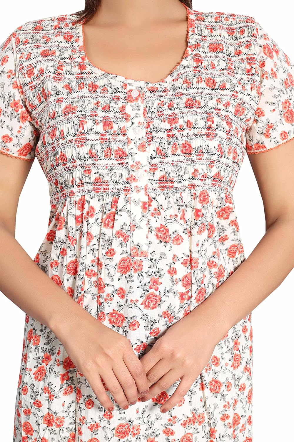 soulemo womens pure cotton nighty (front buttoned open) 727