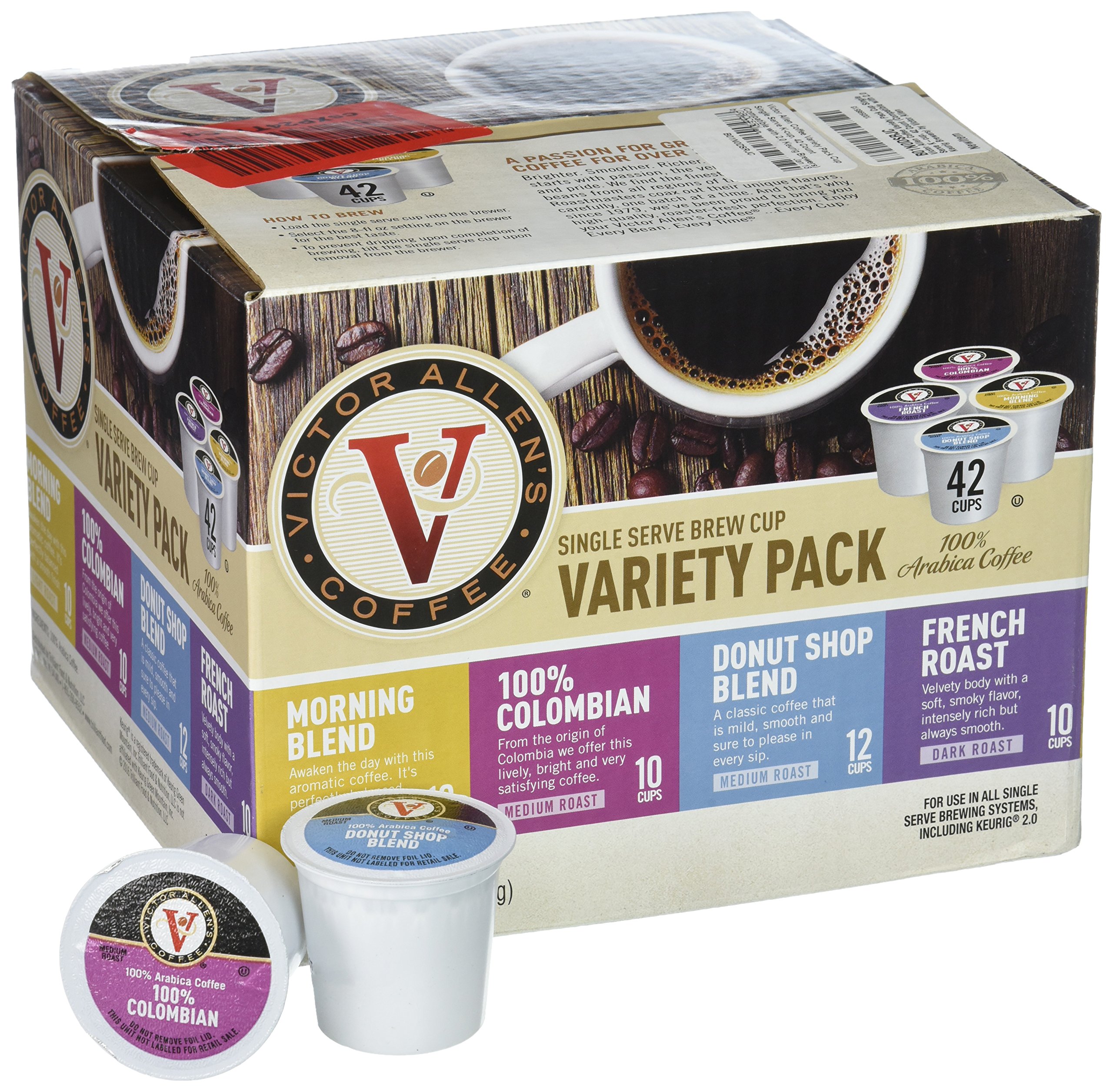Victor Allen Coffee Variety Pack Cup Single Serve Kcup, 42 Count