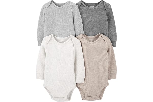 Simple Joys by Carter's Boys' 4-Pack Soft Thermal Long Sleeve Bodysuits