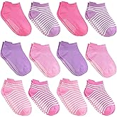 Debra Weitzner Toddler Socks With Grips - 12 Pack Ankle Cotton Grip Socks for Baby Boys Girls Infant's and Kids 6-M - 5 years