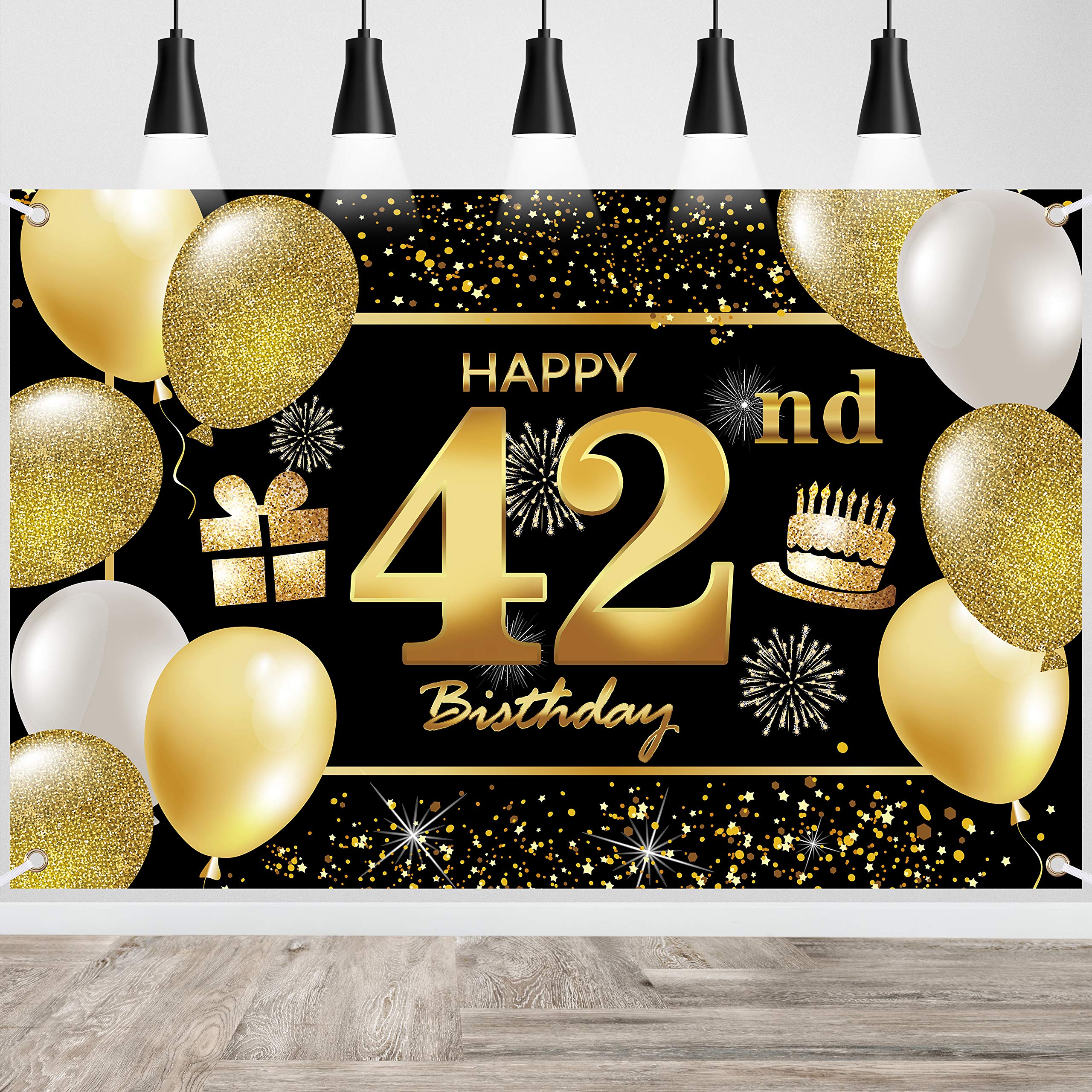 42nd Happy Birthday Banner IMISI Birthday Decorations Backdrop for Party