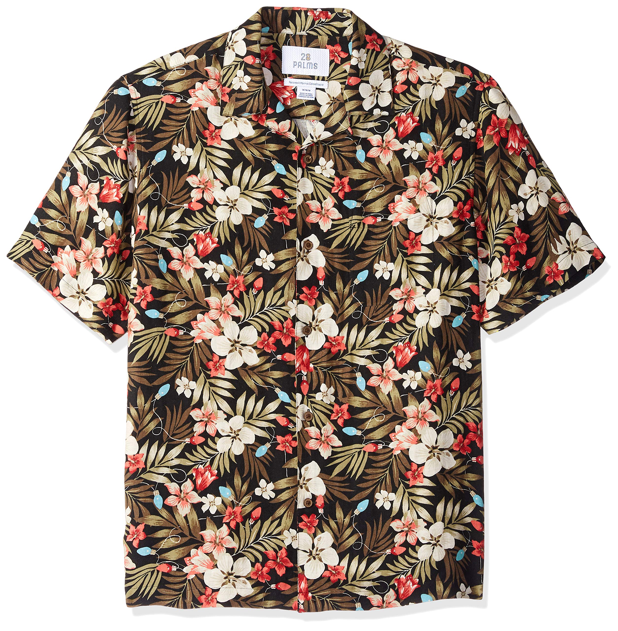 28 Palms Men's RelaxedFit Silk/Linen Tropical Vacation Shirt