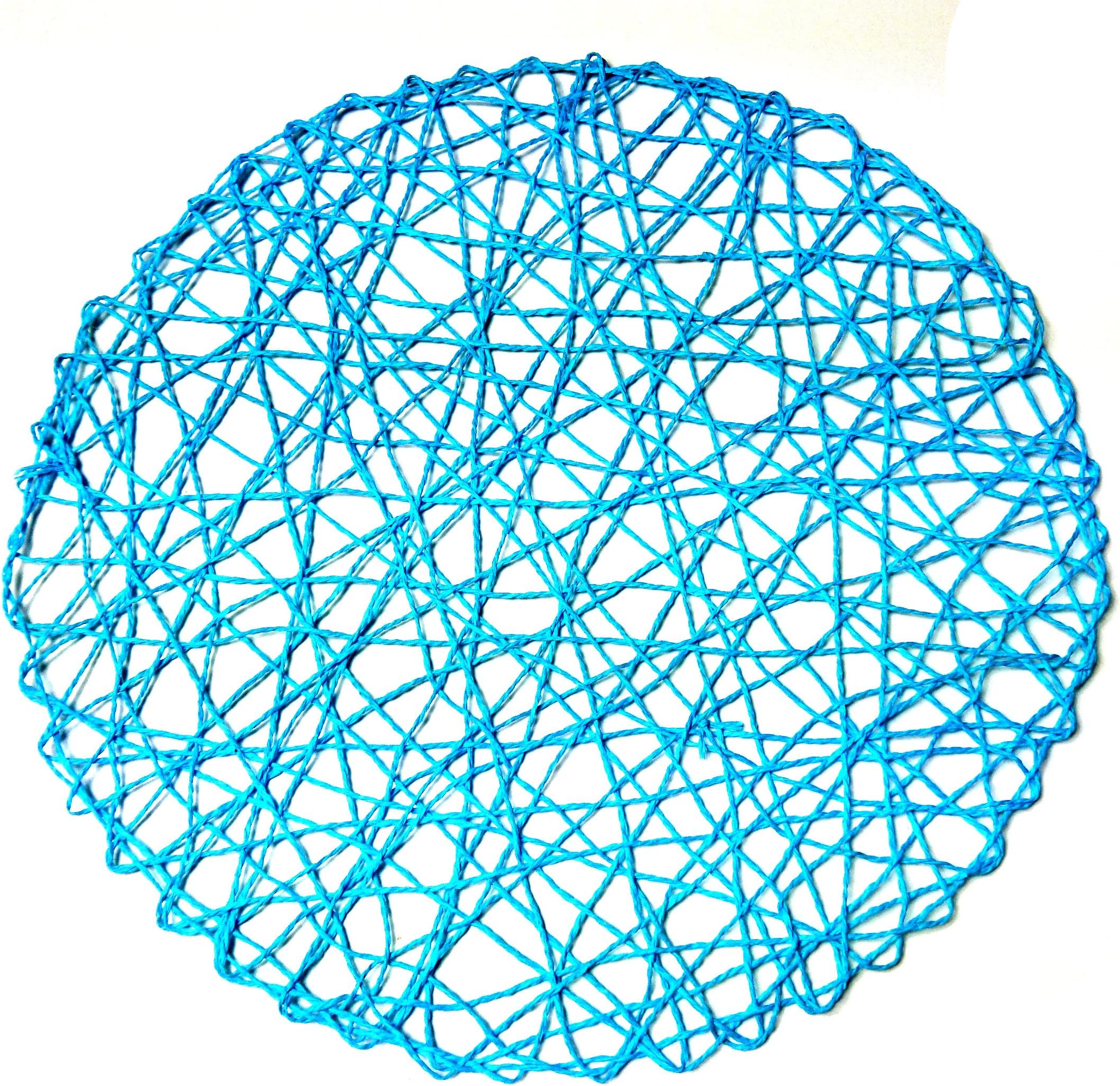 MCHANG Tableware Round Natural Paper Fiber Place mat Set 12 pieces Placemats Table mats wedding mat Party mats (Turquoise)
