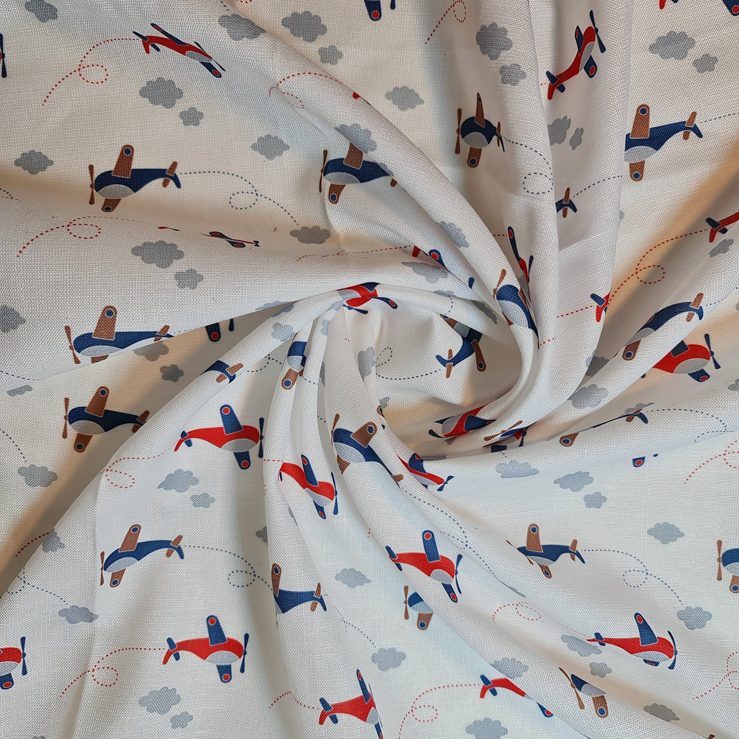 Polycotton Soft Floral Fabric Dress Craft Bunting Quilting Material by Metre 58'' - 150 cm Wide Sold As 1 Meter Pre - Cut Lengths (Airplanes White), JKI74