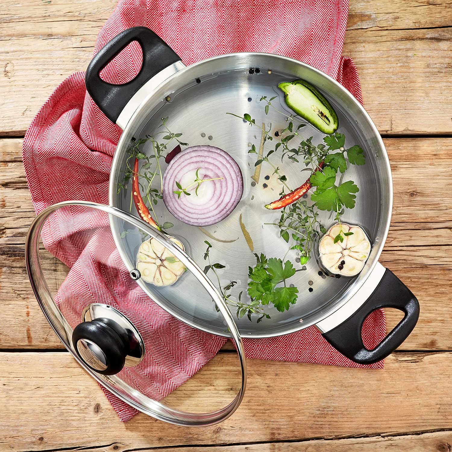 Judge Vista Stainless Steel Huge Stockpot with Twin Handles 24cm 5L, Shatterproof Vented Glass Lid, Induction Ready - Image 4