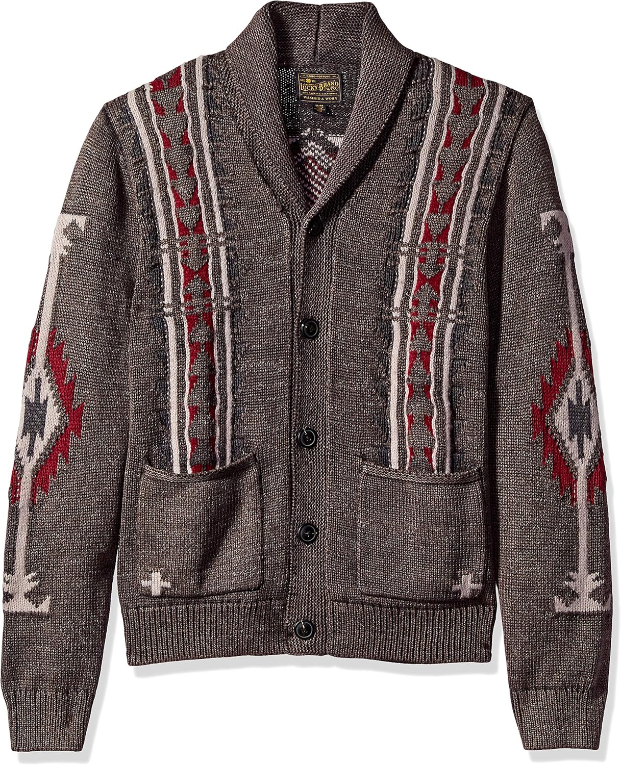 Lucky Brand Men's Washed Navajo Cardigan Sweater, Multi, XL at Amazon