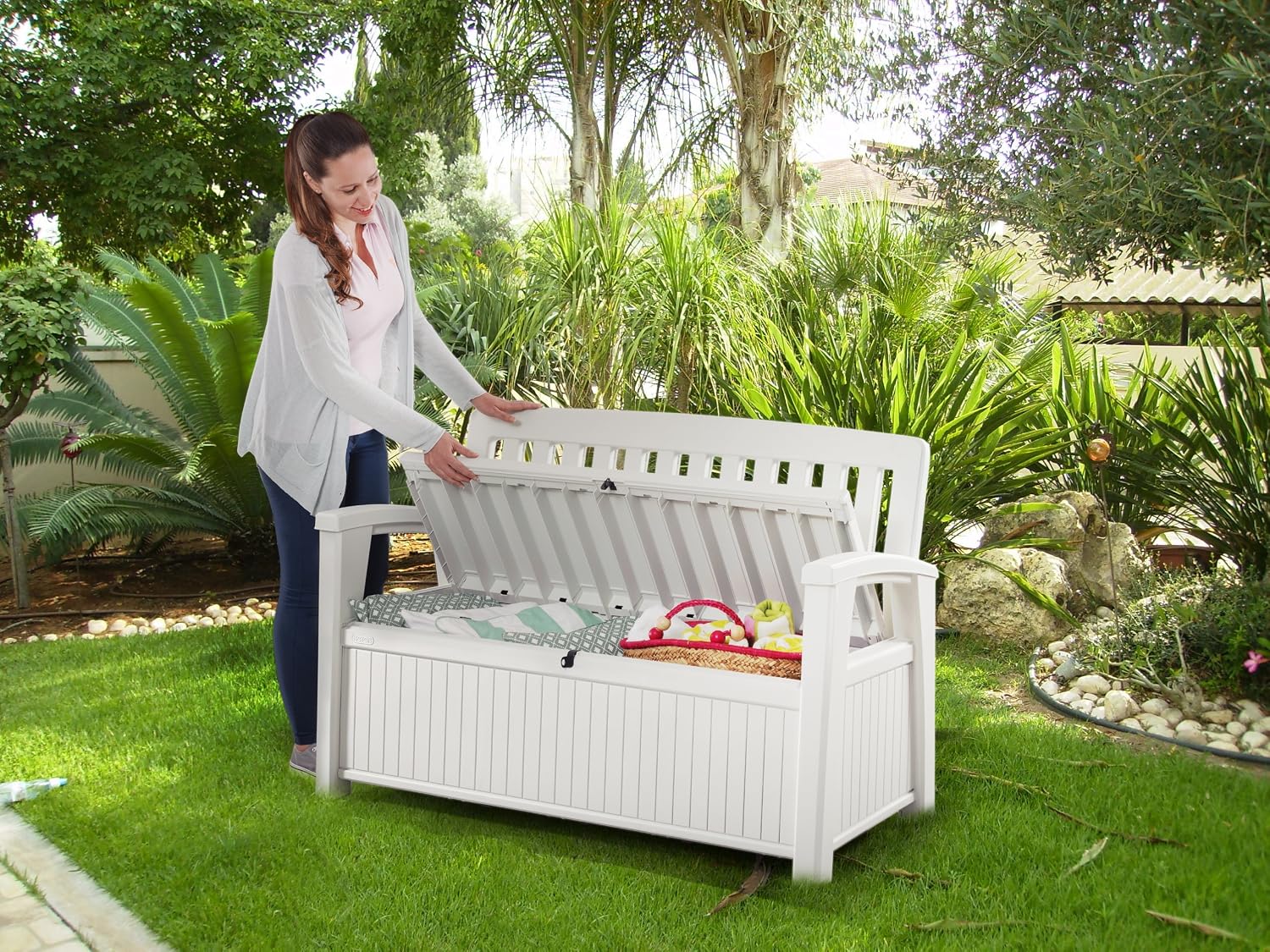 Cottage Garden and Patio Bench Trunk, 227 liters, White, 8 Litres - Image 4
