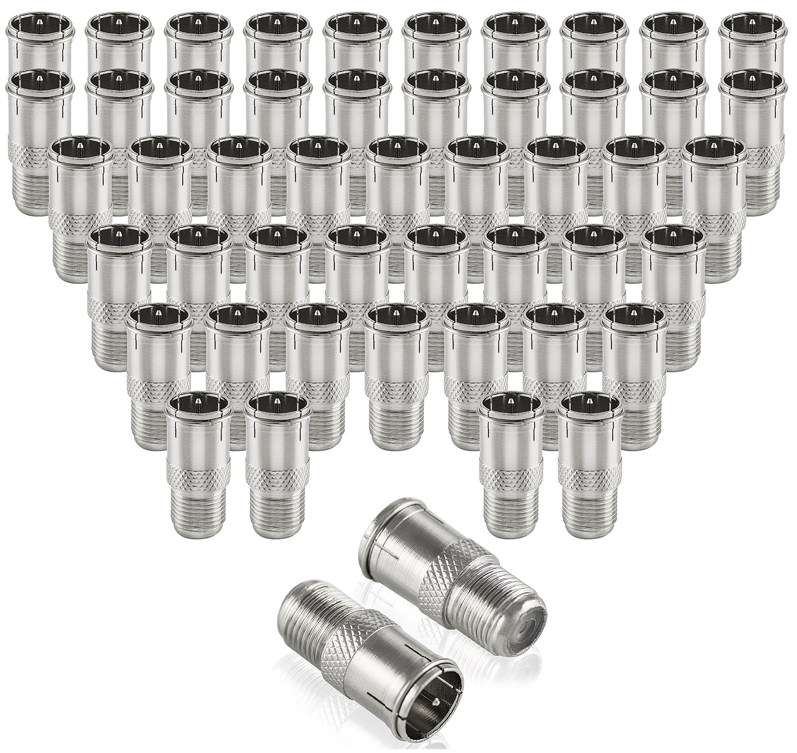 Poppstar 50x SAT F-Quick plug (Coax quick connector: F-socket to F-plug), silver