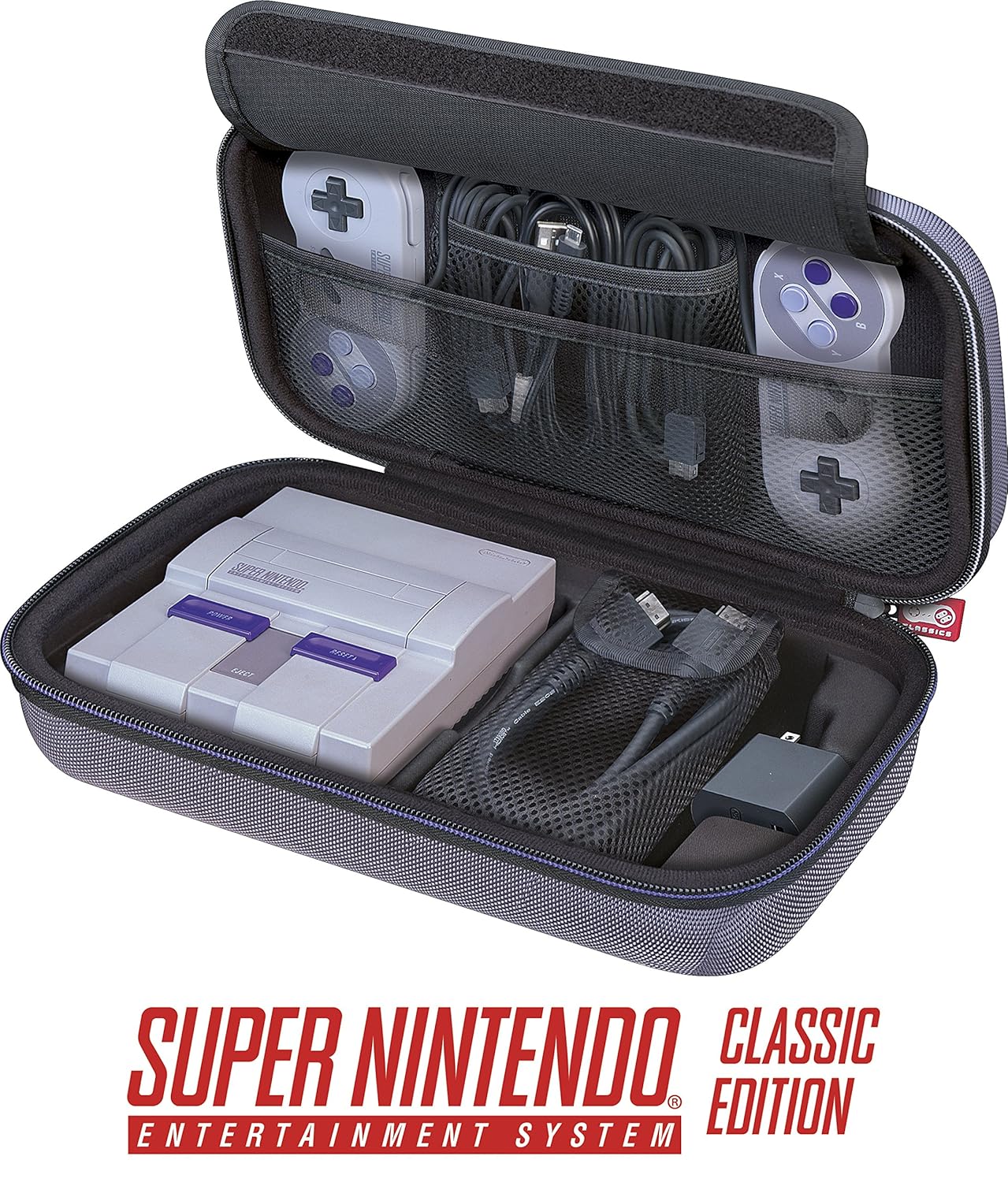 Officially Licensed Nintendo Super Nintendo Entertainment System Carrying Case – Protective Deluxe Travel System Case – Grey Ballistic Nylon Exterior: Video Games