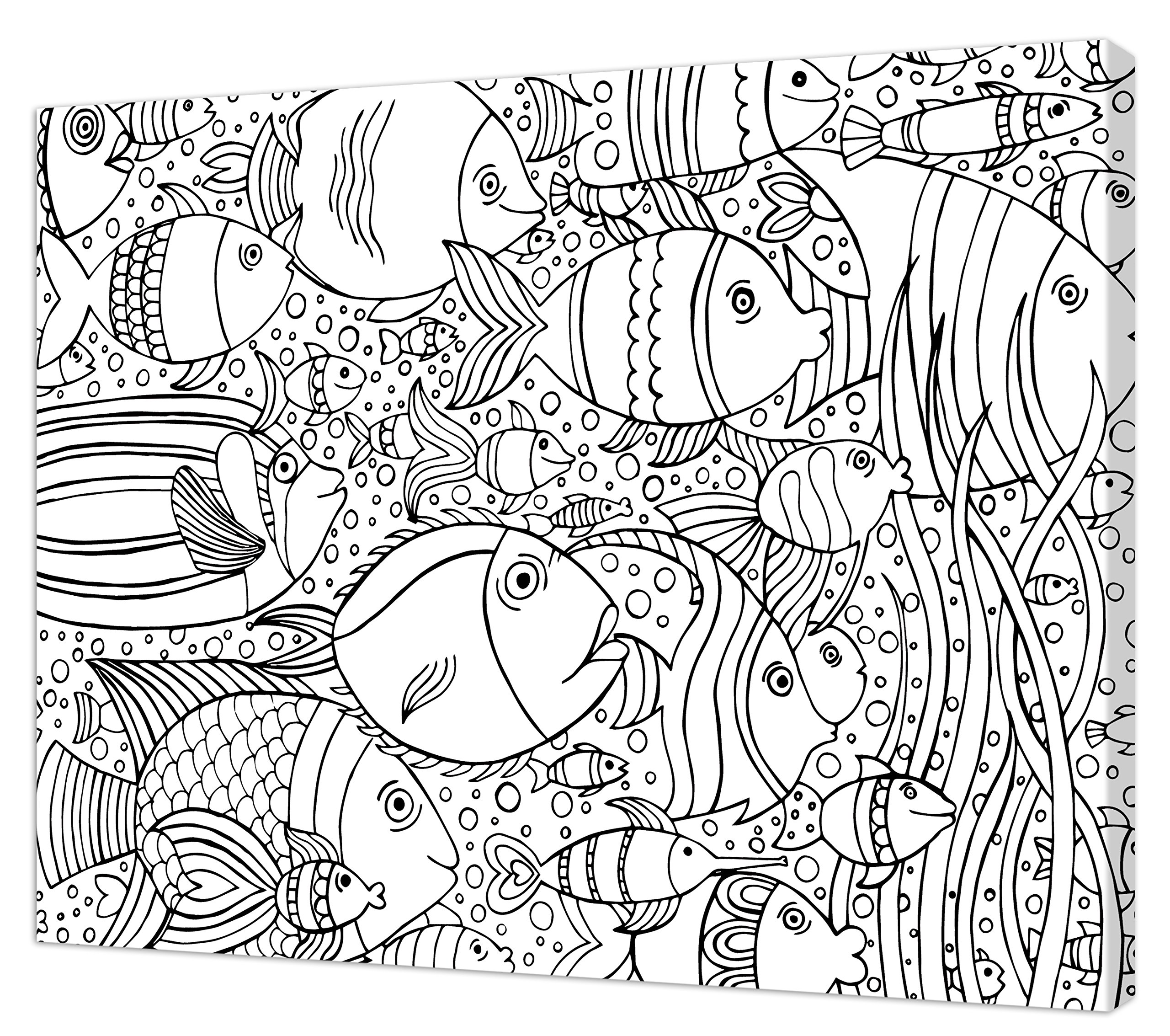 Pintcolor 7171.0 Frame with Printed Canvas Colouring, Fir Wood/Cotton, Black/White, 50 x 40 x 3.5 cm