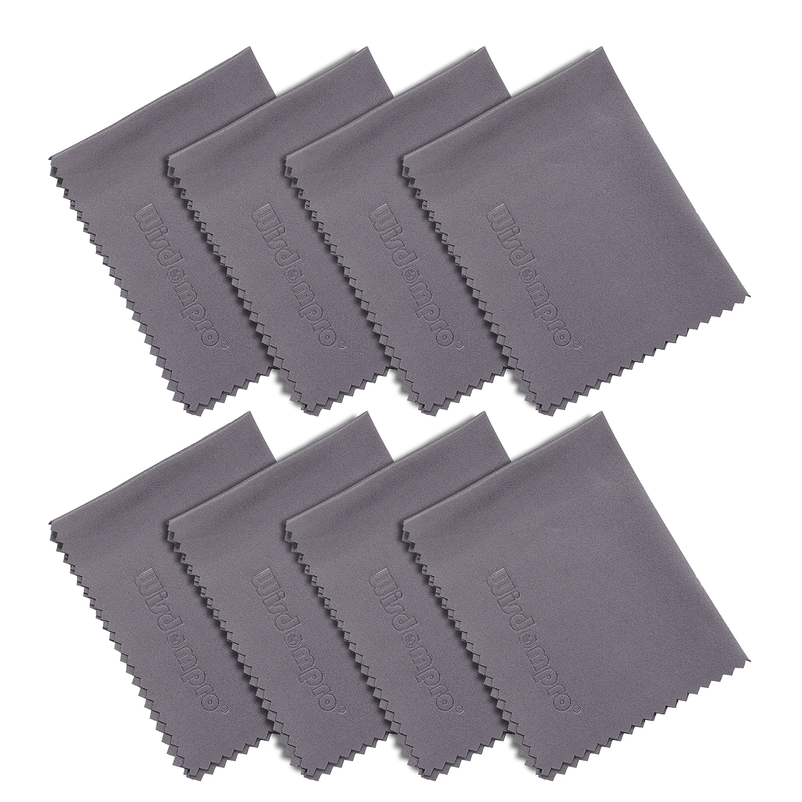 Wisdompro 8-Pack (6 x 7 inch) Microfiber Cleaning Cloth For Camera Lens, Glass, Lenses, Phone, Tablet, Laptop, LCD TV/Computer Screen/Monitor and other Delicate Surface - Grey