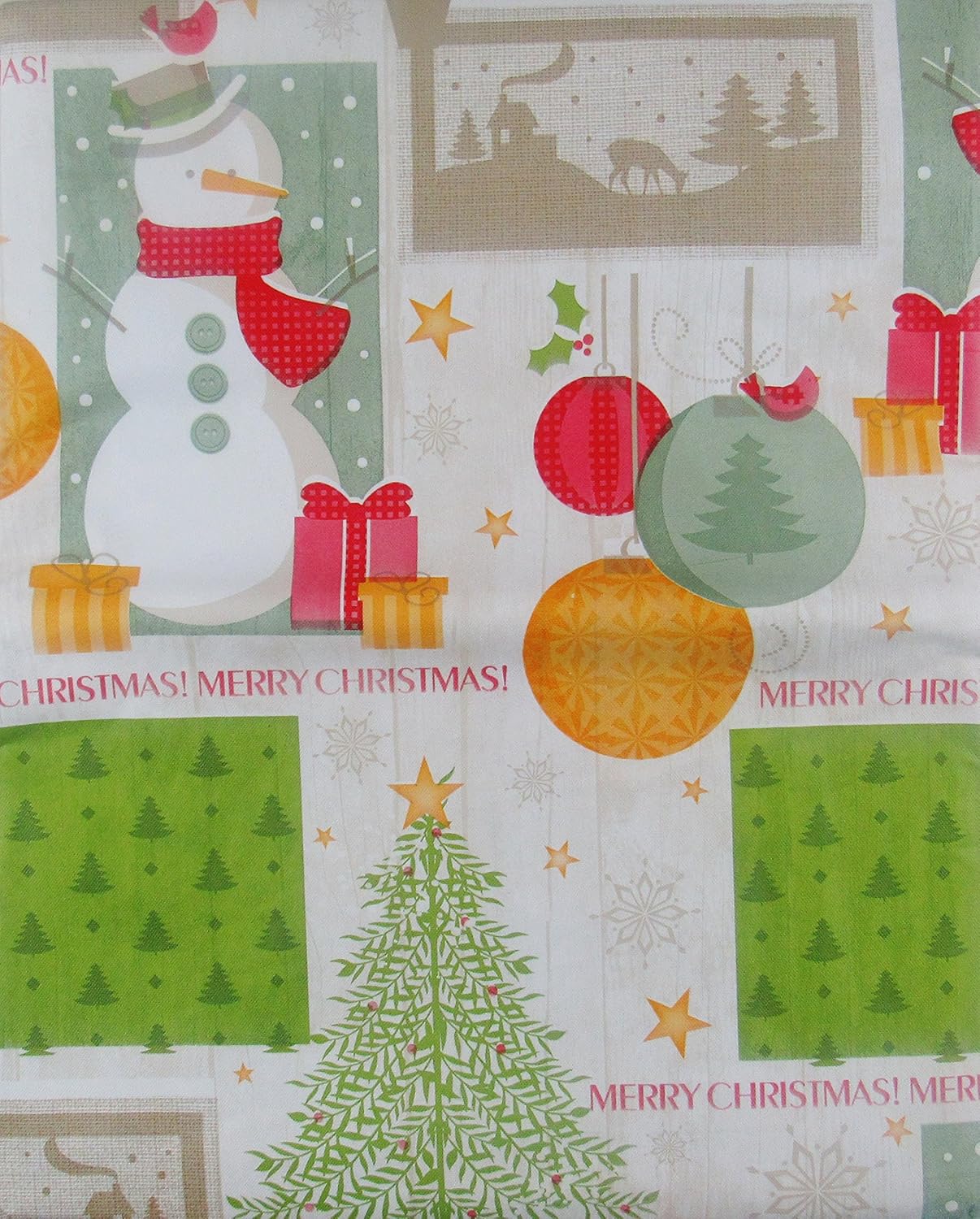 Merry Christmas! Vinyl Flannel Back Tablecloth (52" x 52
