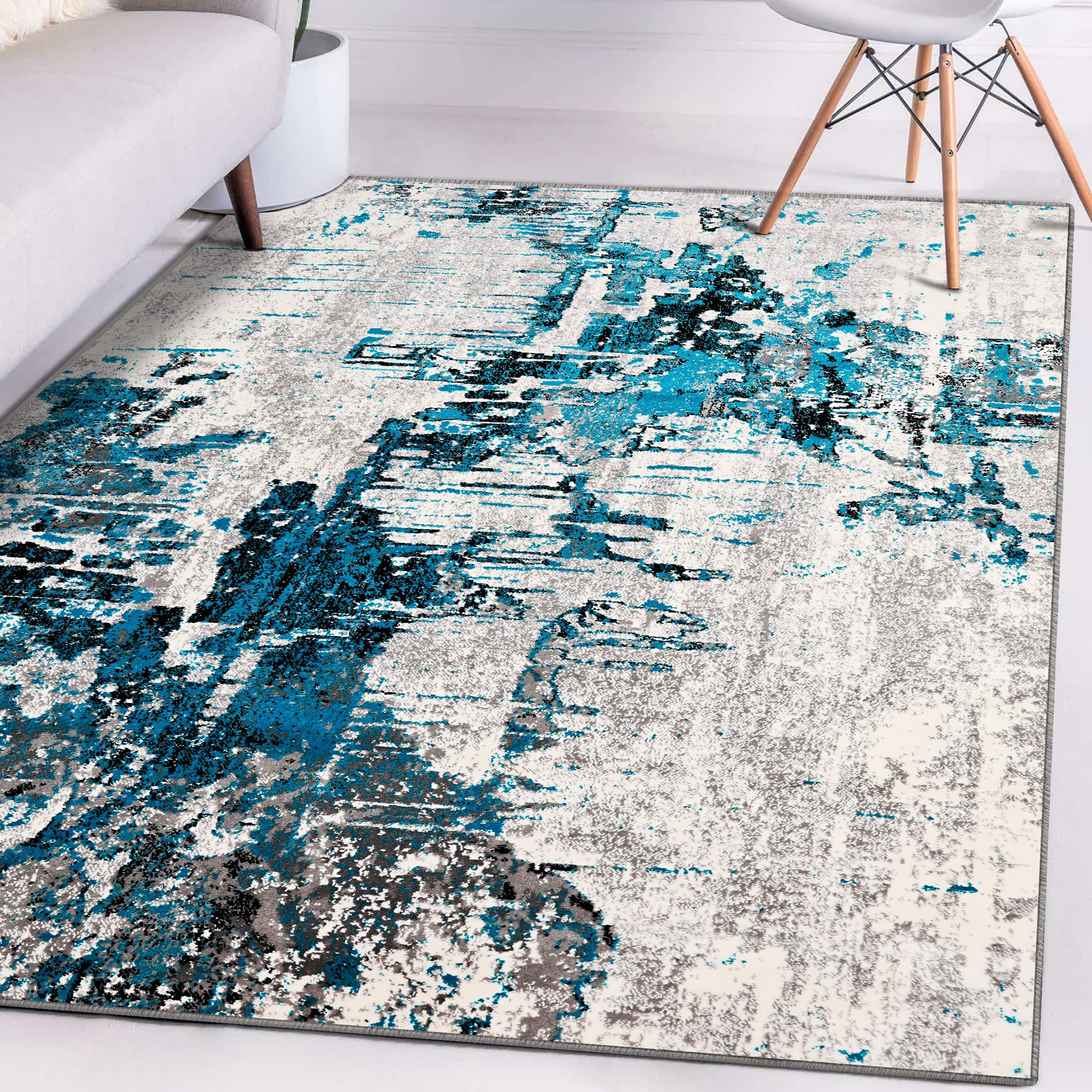 LUXE WEAVERS Contemporary Abstract Area Rug, Turquoise 5x7 Image
