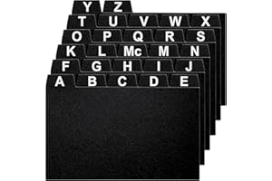 OFFILICIOUS 27 Black Index Card Dividers 3x5" - Large Alphabetical File Dividers for Box, Organizer, Holder - Recipe and Gree