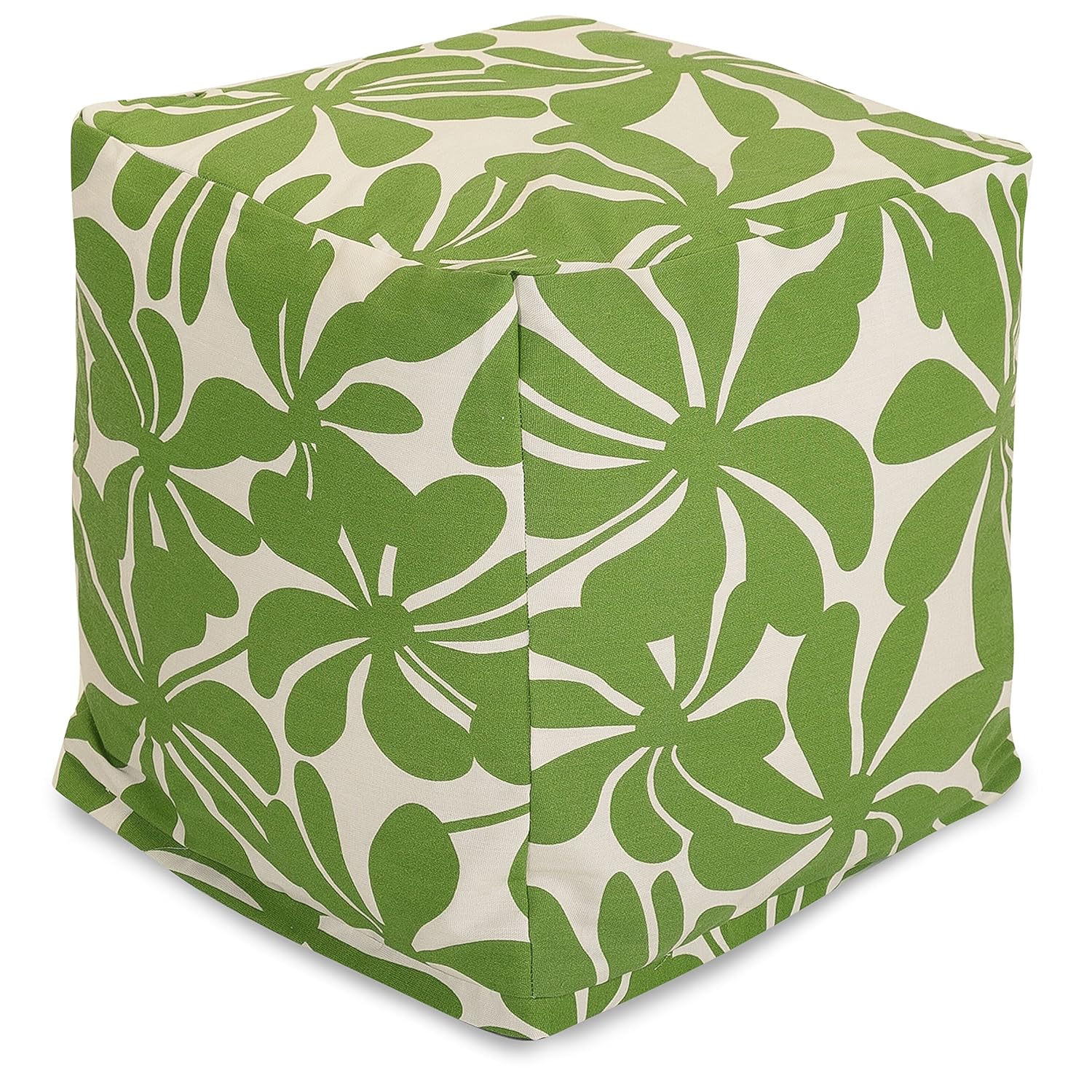 Majestic Home Goods Sage Plantation Indoor/Outdoor Bean Bag Ottoman Pouf Cube 17" L x 17" W x 17" H