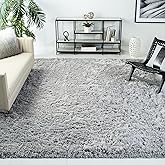 SAFAVIEH Ocean Shag Collection Area Rug - 5' x 8', Silver, Handmade Solid, 2.4-inch Thick Ideal for High Traffic Areas in Liv