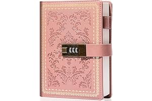 YOMENT Lock Diary Vintage Journal with Lock for Women Leather Diary with Lock Refillable Personal Locking Locked Journal Writing Notebook B6 Secret Journal with Combination Password 5.5 x 7.8 in, Pink