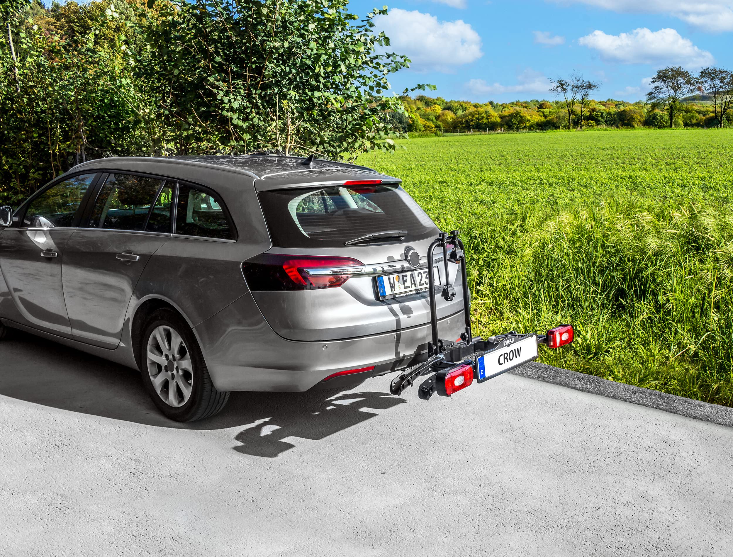 EUFAB 11563 Fahrradträger CROW, E-Bike geeignet, teilweise vormontiert, Diebstahlschutz, für 2 Fahrräder, für Anhängerkupplung, schwarz 4