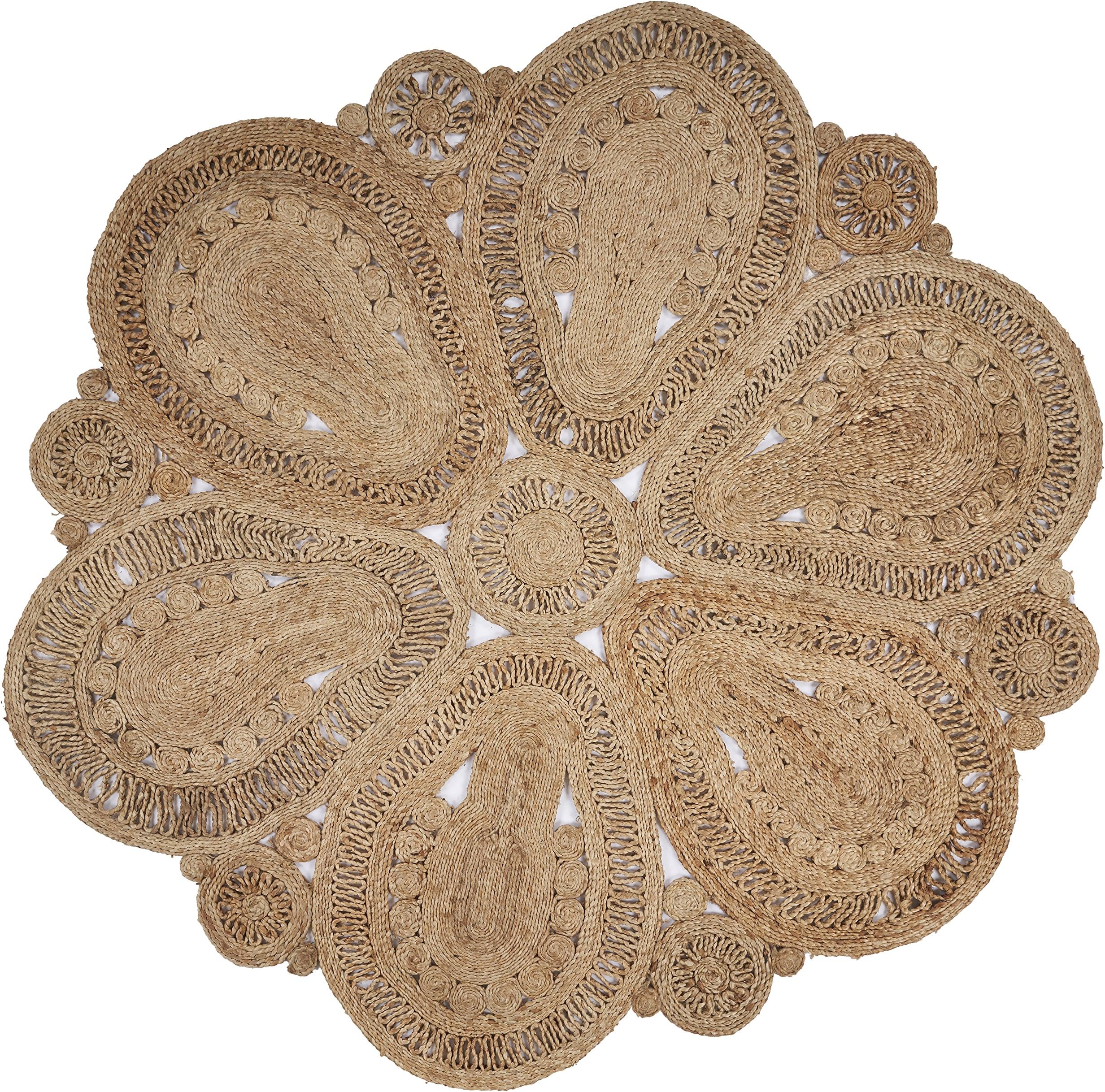 LR Resources Jute LR12029-NAT80RD Natural Round 8 ft Indoor Area Rug, 8'