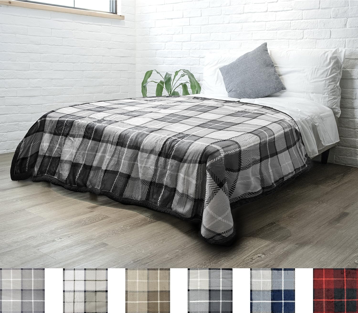 Best small gray ottoman plaid