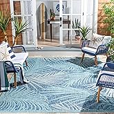 SAFAVIEH Courtyard Collection 8' x 10' Aqua / Navy CY8557 Indoor/ Outdoor Waterproof Easy Cleaning Patio Backyard Mudroom Are
