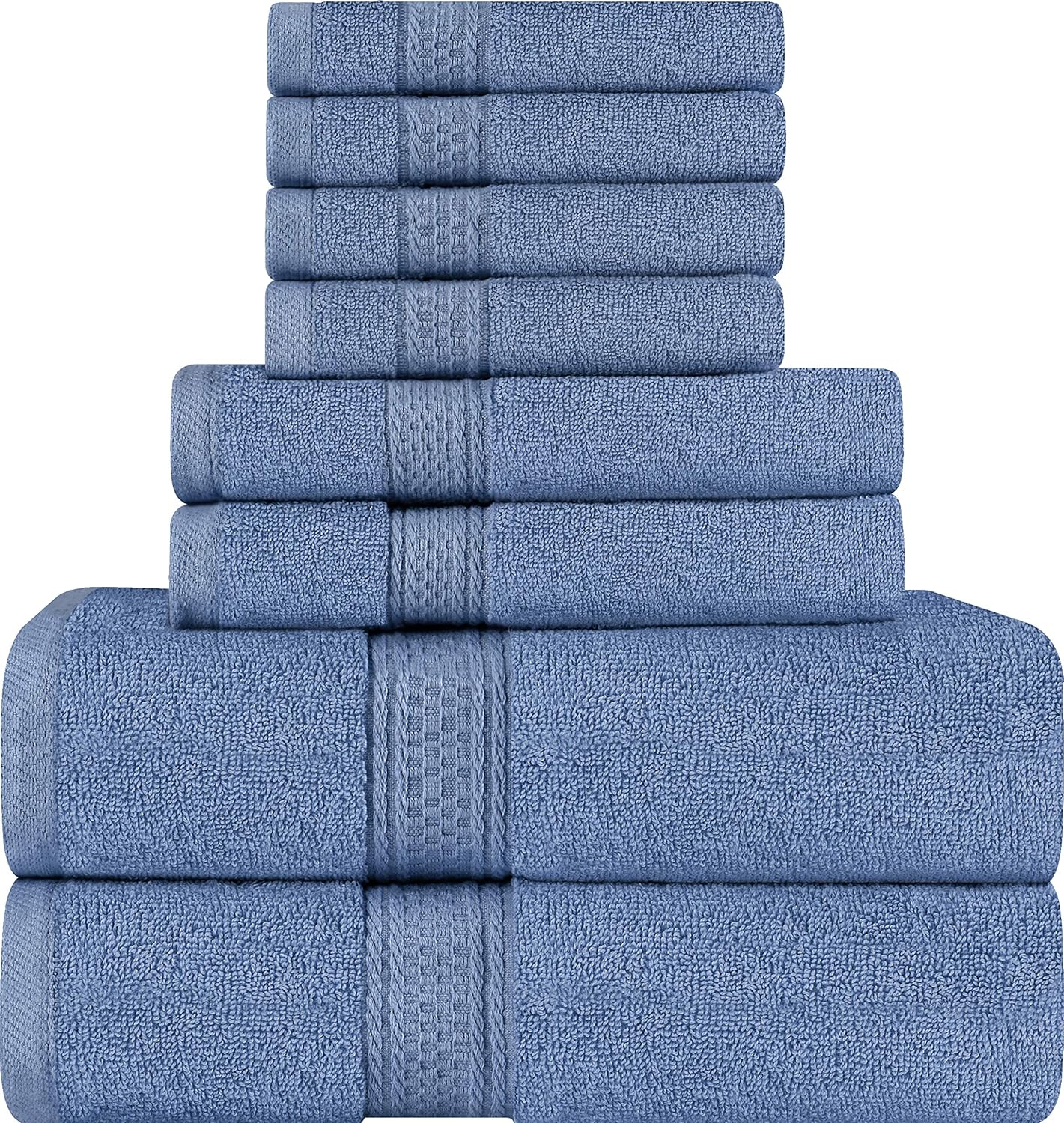 Utopia Towels 8 Piece Towel Set, Wedgewood, 2 Bath Towels, 2 Hand Towels, and 4