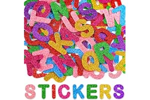 STICEARD 448 Pcs Letter Stickers Glitter Foam Alphabet Stickers,1.5 inch 1 inch Self-Adhesive Heart Star Foam Letter Sticker for DIY Crafts Scrapbook Classroom Supplies School Project Party Decor,7 Colors