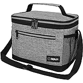 opux Insulated Lunch Box Men Women, Lunch Bag for Work School, Leakproof Soft Cooler Tote Adult, Large Lunch Pail Kids Boys Girls, Picnic Beach Food Bag with Shoulder Strap, Heather Grey