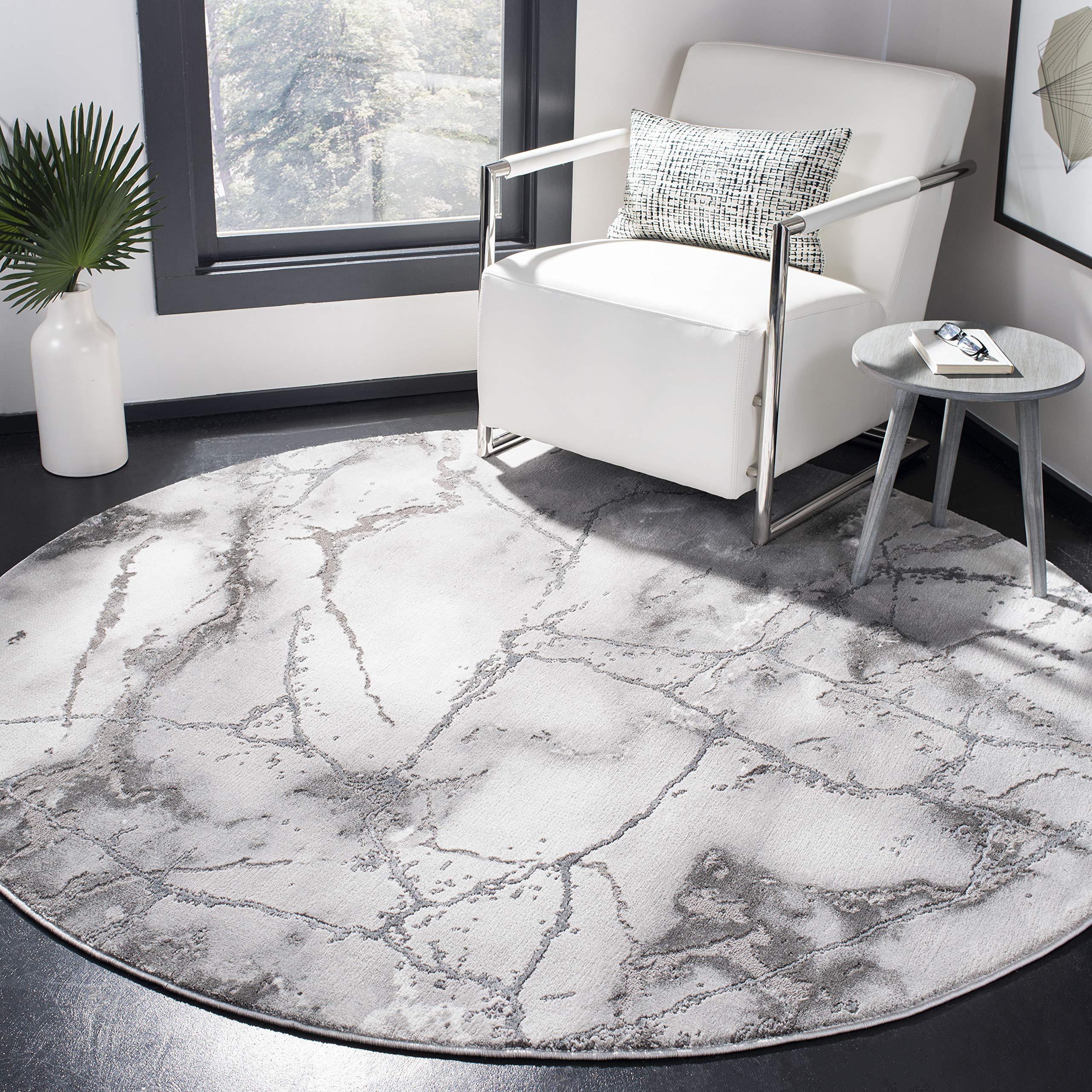 SAFAVIEH Craft Collection 10' Round Grey/Silver CFT877G Modern Abstract Non-Shedding Living Room Dining Bedroom Foyer Area Rug Image SAFAVIEH Craft Collection 10' Round Grey/Silver CFT877G Modern Abstract Non-Shedding Living Room Dining Bedroom Foyer Area Rug Image