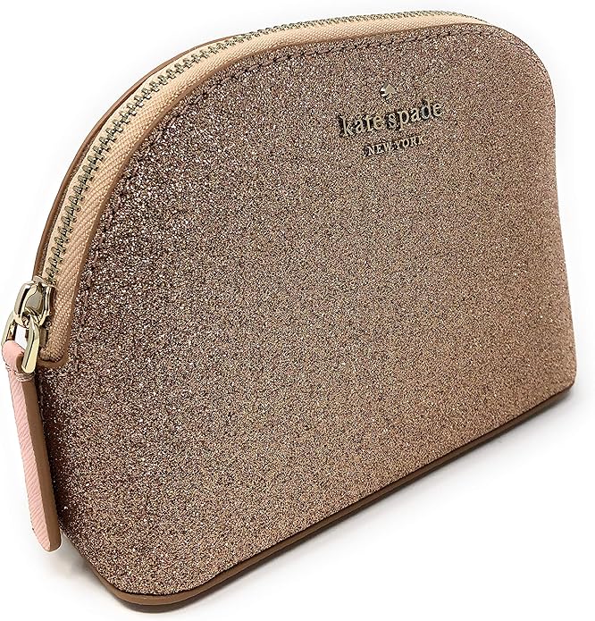 Kate Spade New York Rose Gold Glitter Cosmetic Travel Bag Shoes