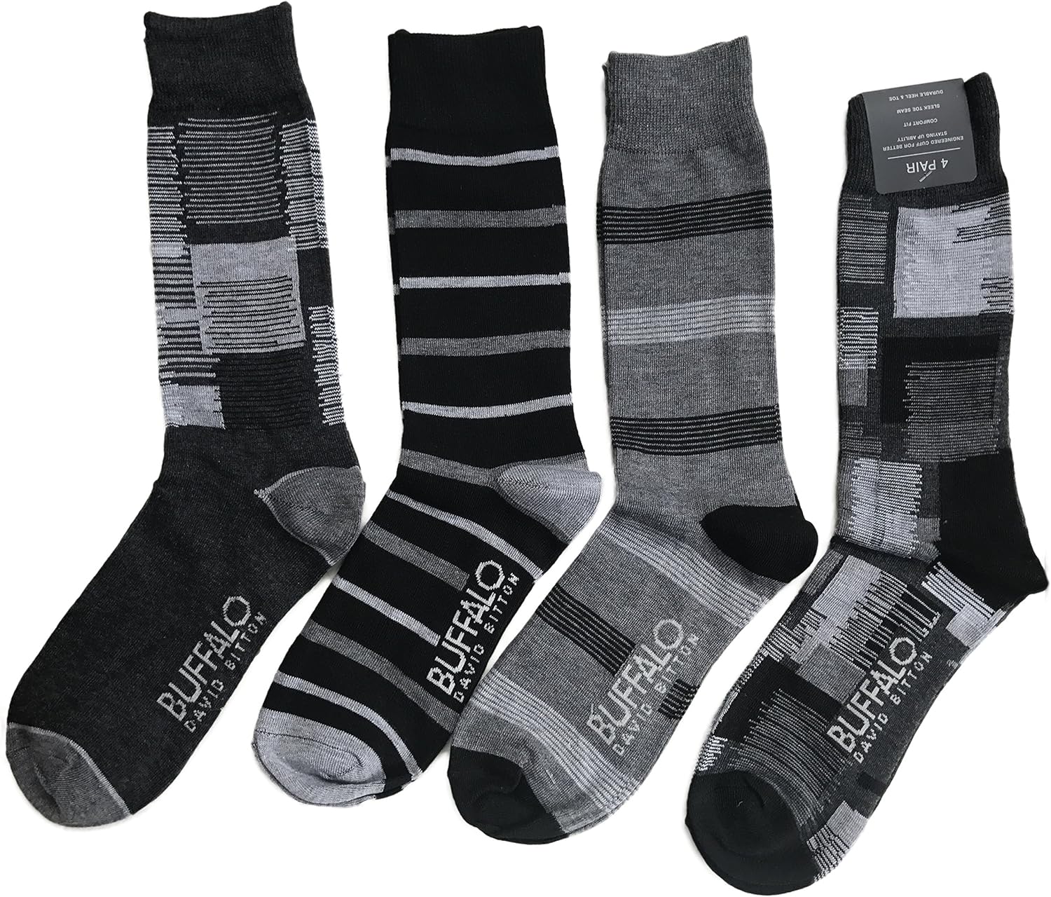 Buffalo David Bitton Mens Four Pair Black and Grey Socks