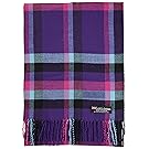 100% Cashmere Scarf Made in Scotland Wool Buffalo Tartan Windowpane Check Plaid (Hot Pink Blue Purple Black)